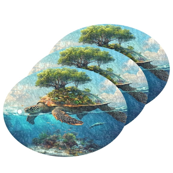 Sea Turtle Carrying Island 3 Pack Dish Sponges Bulk Natural Sponges Household Cleaning Sponge Non-Scratch for Kitchen Dishwashing and Cleaning Dishes