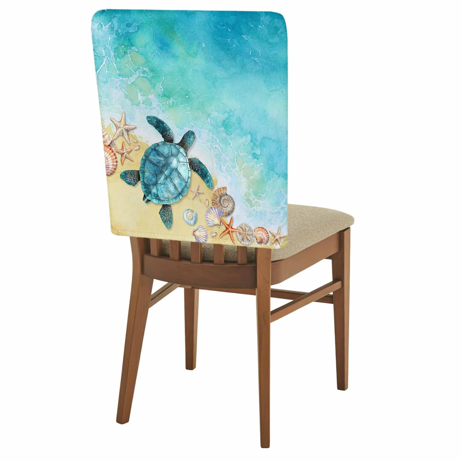 Turtle Chair Sea Turtle Chair Back Covers Set of 1, Summer Turquoise Ocean Stretch ...