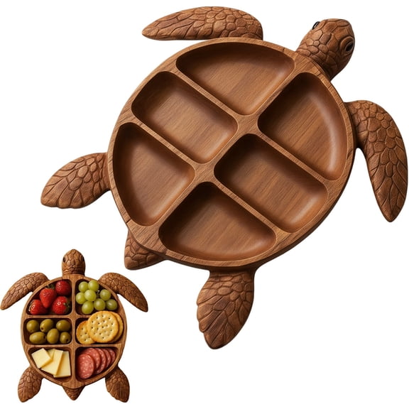 Sea Turtle Charcuterie Board Platter - Handcrafted Wood Serving Tray for Cheese, Meat & Seafood. Unique Housewarming Gift Idea