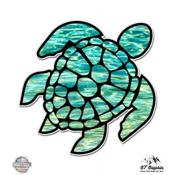 Sea Turtle Clear Water - 12" Vinyl Sticker Waterproof Decal