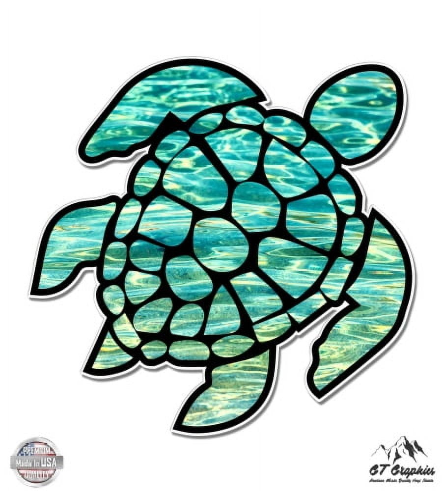 Sea Turtle Clear Water - 8" Vinyl Sticker - For Car Laptop I-Pad ...