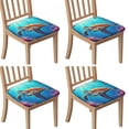 thumbnail image 1 of Sea Turtle with Clownfish Seat Covers for Dining Room Chairs Set Of 4,Stretch Printed Washable Chair Seat Cover with Elastic Ties and Button,Removable Waterproof Couch Cushion Covers, 1 of 6
