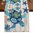 thumbnail image 1 of Sea Turtle Coastal 72 Inch Table Runner, Summer Beach Starfish Seaside Farmhouse Dresser Scarf Cotton & Linen Tablerunner for Dining/Kitchen Island/Holiday Party Décor 13" x 72", 1 of 9