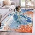 thumbnail image 1 of Sea Turtle Coastal Area Rugs 2.7'x5', Washable Small Throw Rugs for Kitchen Bedroom, Summer Beach Coral Nautical Blue Wood Indoor Outdoor Rug Non-Slip Low Pile Carpet Runner Reversible Floor Mats, 1 of 8