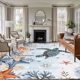 thumbnail image 1 of Sea Turtle Coastal Area Rugs 5'x7', Small Throw Rugs for Laundry Room Playroom, Summer Coral Starfish Nautical Blue Ombre Indoor Outdoor Rug Non-Slip Low Pile Carpet Runner Reversible Floor Mats, 1 of 8