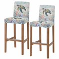 thumbnail image 1 of Sea Turtle Coastal Bar Stool Cover Set of 2, Summer Coral Ocean Gray Blue Wooden Stretch Bar Chair Cover, Removable Washable Pub Counter Stool Chair Slipcover for Kitchen Dining Room Pub Cafe, 1 of 9