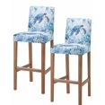 thumbnail image 1 of Sea Turtle Coastal Bar Stool Covers Set of 2, Blue Summer Beach Coral Jellyfish Stretch Washable Bar Chair Covers with Backs, Removable Pub Counter Height Chair Cover for Kitchen Dining Room Cafe, 1 of 7