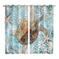 thumbnail image 1 of Sea Turtle Coastal Kitchen Curtains 63 Inch Length, Teal Nautical Starfish Botanical Grommet Top Bedroom Living Room Curtains, Light Filtering Cafe Curtain Drapes 2 Panels Set 84''x63'', 1 of 9