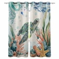 thumbnail image 1 of Sea Turtle Coastal Kitchen Curtains Summer Nautical Starfish Coral Beige Cafe Short Curtains for Bathroom Blackout Window Curtain Small Window Treatment Drapes for Bedroom Living Room 42"x45"x2, 1 of 9