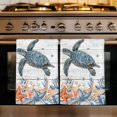 thumbnail image 1 of Sea Turtle Coastal Kitchen Towels Set of 1, Summer Coral Starfish Nautical Grey Absorbent Dish Towels for Kitchen, Microfiber Hand Towel, Quick Drying Tea Towel for Cleaning Decorative Dishcloths, 1 of 7