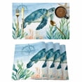 thumbnail image 1 of Sea Turtle Coastal Placemats Set of 8, Summer Beach Nautical Starfish Compass Placemats for Dining Table, Place Mats for Kitchen Tabletop, Waterproof Wipeable Dining Table Mats Set, 1 of 9