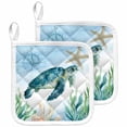 thumbnail image 1 of Sea Turtle Coastal Pot Holders for Kitchen Heatproof Potholder, 2 Pack Summer Beach Nautical Starfish Compass Hot Pads Multipurpose Oven Pads Cloth Potholders Trivet for Cooking and Baking, 1 of 8