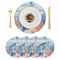 thumbnail image 1 of Sea Turtle Coastal Round 13 Inch Placemats Set of 4, Summer Beach Coral Nautical Blue Wood HeatResistant Non Slip Place Mats for Dining Table, Wipeable Braided Kitchen Table Mats for Housewarming, 1 of 9