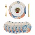 thumbnail image 1 of Sea Turtle Coastal Round 15 Inch Placemats Set of 6, Summer Beach Coral Nautical Farmhouse HeatResistant Non Slip Place Mats for Dining Table, Wipeable Braided Kitchen Table Mats for Housewarming, 1 of 9