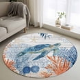 thumbnail image 1 of Sea Turtle Coastal Round Area Rug 3.3Ft Washable Circle Rugs for Dining Room Table, Blue Red Summer Beach Coral Nautical Wood Non-Slip Carpet Floor Mats Indoor Outdoor Carpet Runner Home Decor, 1 of 8