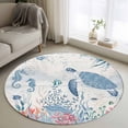 thumbnail image 1 of Sea Turtle Coastal Round Area Rug 3Ft Washable Small Circle Rugs for Kitchen Entryway, Beach Nautical Ocean Coral Seahorse Non-Slip Carpet Floor Mats Indoor Outdoor Carpet Runner Aesthetic Home Decor, 1 of 8