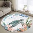 thumbnail image 1 of Sea Turtle Coastal Round Area Rug 4ft, Summer Nautical Starfish Coral Ocean Washable Non-Slip Circle Rugs for Bedroom Living Room Kitchen, Soft Non Shedding Circle Carpet for Dining Room Dorm, 1 of 9