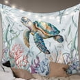 thumbnail image 1 of Sea Turtle Coastal Small Tapestry for Bedroom Wall Hanging Tapestry, Summer Beach Coral Ocean Seaweed Ceiling Backdrop Tapestries Poster Blanket Wall Decor for Teens Room Living Room Dorm 23" x 28", 1 of 8