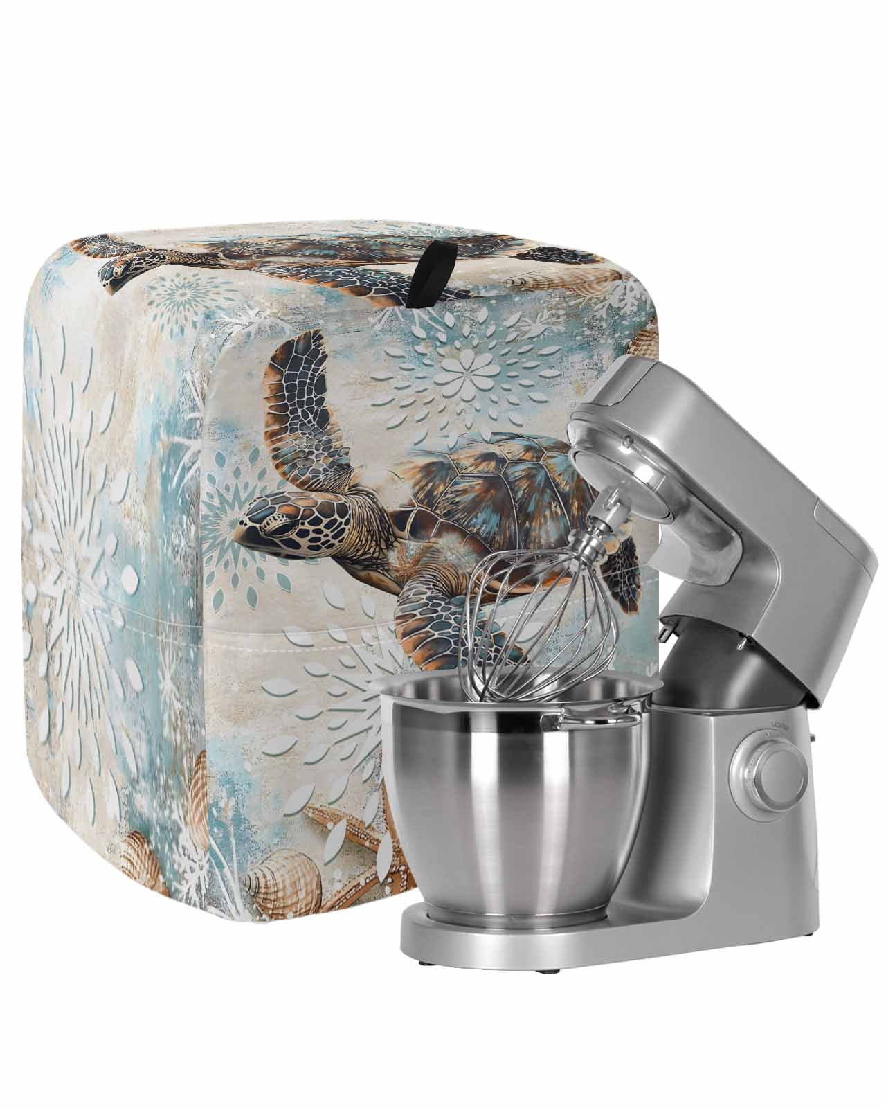Turtle Computer Dust Cover Sea Turtle Coastal Stand Mixer Dust Cover with Storage Pocket & Handles ...
