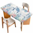 thumbnail image 1 of Sea Turtle Coastal Table Cloths for 5 Foot Rectangle Tables, Beach Nautical Ocean Coral Seahorse Patio Waterproof Elastic Fitted Tablecloths, Washable Rectangular Table Cover for Camping, 1 of 8