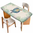 thumbnail image 1 of Sea Turtle Coastal Table Cloths for 5 Foot Rectangle Tables, Blue Green Summer Beach Coral Ocean Patio Waterproof Elastic Fitted Tablecloths, Washable Rectangular Table Cover for Camping, 1 of 8