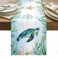 thumbnail image 1 of Sea Turtle Coastal Table Runner - 120 Inch Long, Kitchen Dining Table Runner Dresser Scarves, Summer Beach Nautical Starfish Compass Farmhouse Decor for Coffee Tables Wedding Party Banquet, 1 of 8