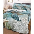 thumbnail image 1 of Sea Turtle Coastal Twin XL Size Down Alternative Comforter, Lightweight Comforter Quilt Bedding Set with Pillow Shams Summer Beach Teal Coral Starfish All Seasons Bed Comforter Duvet Insert 68"x98", 1 of 7
