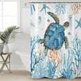 thumbnail image 1 of Sea Turtle Coastal Waterproof Fabric Shower Curtain, Nautical Summer Beach Coral Ocean Shower Curtain for Bathroom Curtains Bathtubs Hotel Washable Shower Curtains with 12 Hooks Standard 60x72, 1 of 6
