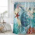 thumbnail image 1 of Sea Turtle Coastal Waterproof Fabric Shower Curtain,Nautical Summer Coral Ocean Vintage Waterproof Fabric Shower Curtain for Bathroom Curtains Bathtubs Shower Curtains with 12 Hooks Standard 72x72, 1 of 8