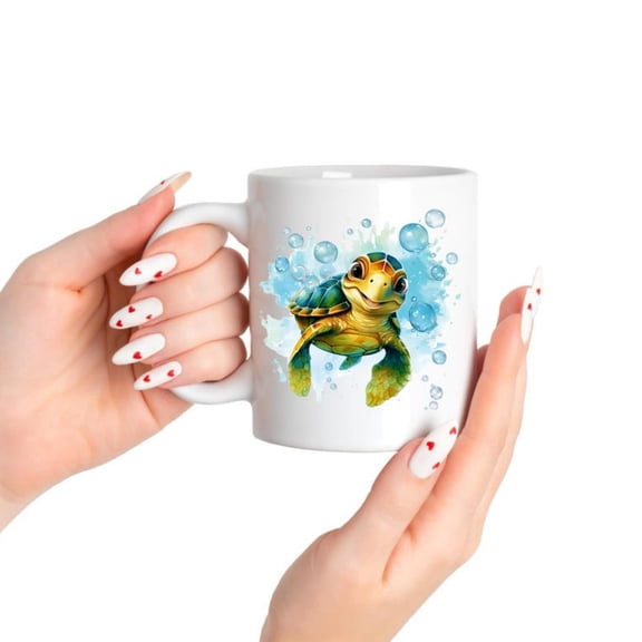 Sea Turtle Coffee Mug Adorable Ocean Lover Ceramic Cup.
