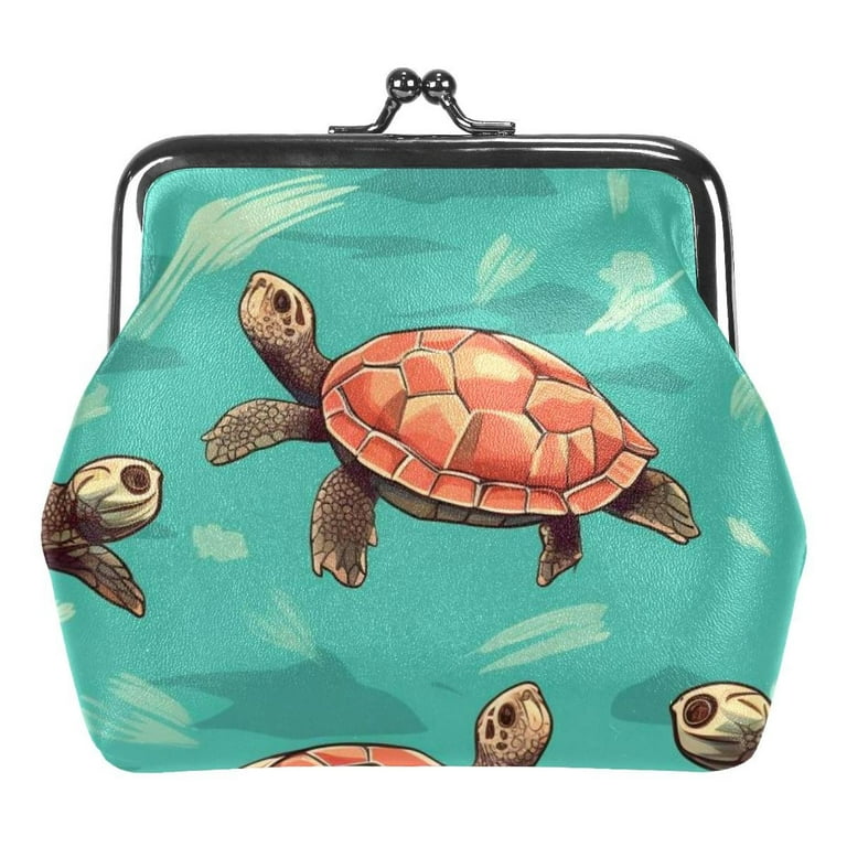Sea Turtle Coin Purse Kiss Lock Change Purse Vintage Trinkets Pouch