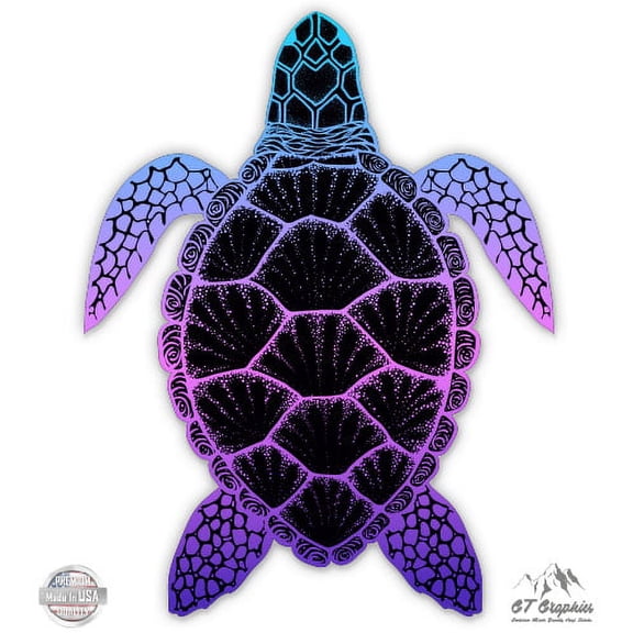 Sea Turtle Colorful - 5" Vinyl Sticker - For Car Laptop I-Pad - Waterproof Decal