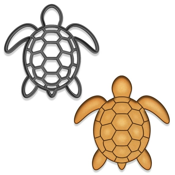 Sea Turtle Cookie Cutter & Stamp - 4x3.96", Ocean Animal Baking Tool (Random Color)
