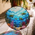 thumbnail image 1 of Sea Turtle Coral Reef Glass Suncatcher v11, Ocean Window Decor, Beach Lover, 3.5 in, 1 of 3