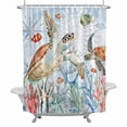 thumbnail image 1 of Sea Turtle Coral Summer Bathroom Shower Curtain, Starfish Ocean Fish Orange Blue Waterproof Washable Soft Bath Curtain for Bathtub Decor with 12 Hooks&Grommet, 66x72 Inch, 1 of 9