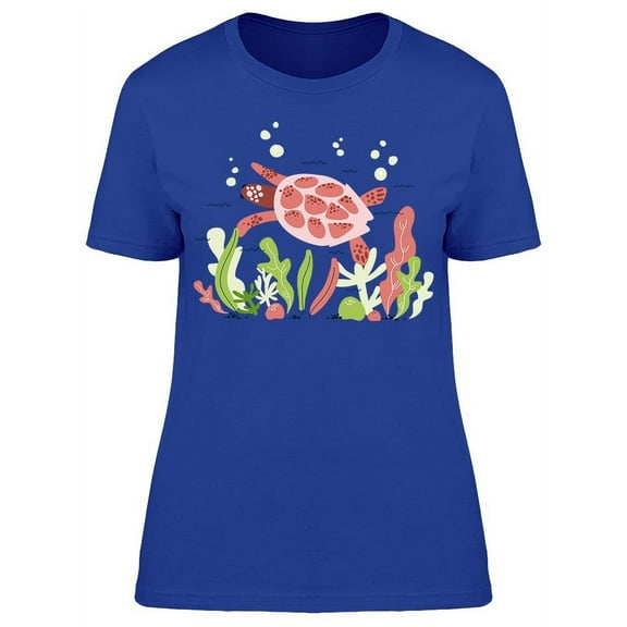 Sea Turtle Coral T-Shirt Women -Image by Shutterstock, Female Medium