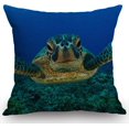 thumbnail image 1 of Sea Turtle Cotton Linen Throw Pillow Case Cushion Cover Home Office Decorative for Sofa Living Room Square 18 X 18 Inches, 1 of 4