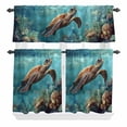 thumbnail image 1 of Sea Turtle Curtain Valances Set Nautical Turquoise Ocean Underwear Coral Retro Kitchen Curtains 24&nbsp;inch Length Rod Pocket Valance and Tiers 3 Piece Set Small Bedroom Bathroom Laundry Decor, 1 of 9