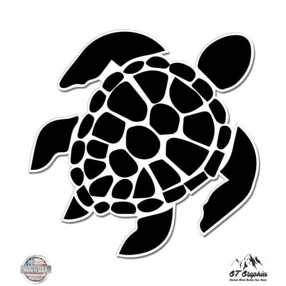 Sea Turtle Cute Shape - 5" Vinyl Sticker - For Car Laptop I-Pad - Waterproof Decal