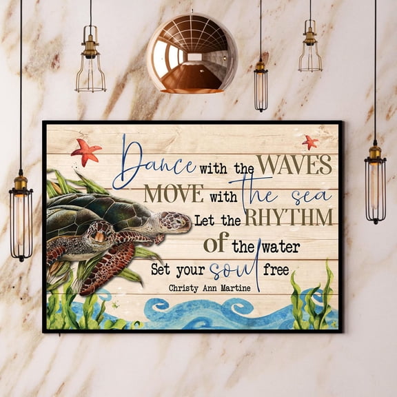 Sea Turtle Dance With The Waves Move With The Sea Paper Poster No Frame 24 x 36 Inch Poster