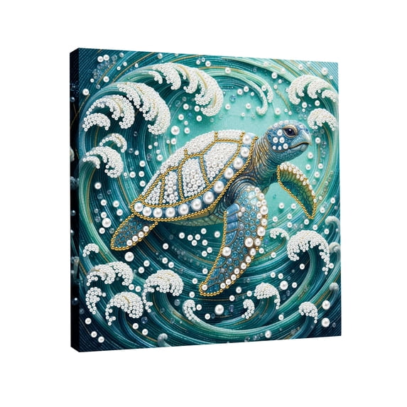 Sea Turtle Decor Pearl Diamond Painting Kit | Adult Craft Kit for Diy Home Wall Decor | Coastal Nautical Canvas Wall Art