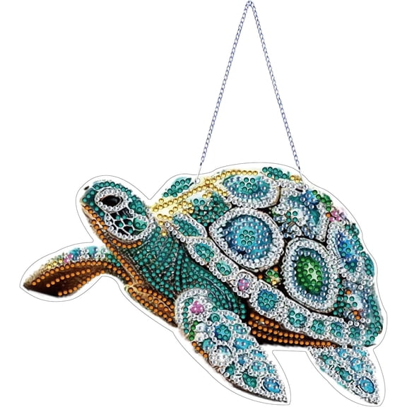 Sea Turtle Diamond Art Suncatcher Kit - DIY Crystal Rhinestone Decor, 7.8"