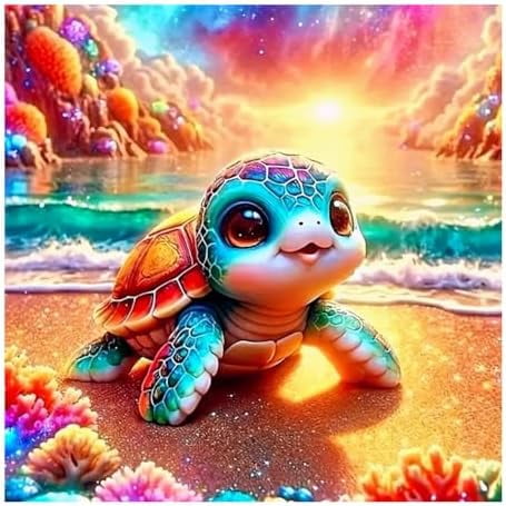 Sea Turtle Diamond Painting Kits for Adults, Animal Diamond Art Kits for Beginners, 5D DIY Full Drill Round Diamond Point Gem Art, Craft Gift Suitable for Home Wall Decoration 1212Inch