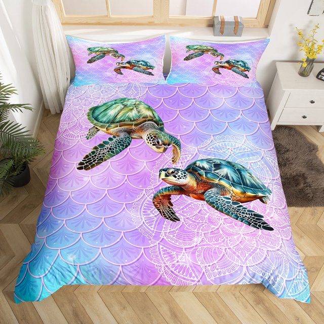 Sea Turtle Duvet Cover Twin Ocean Tortoise Bedding Set for Boys Kids