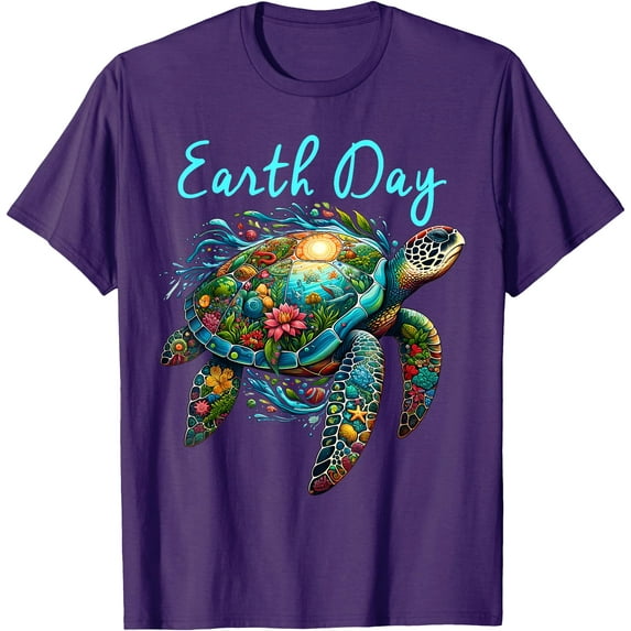 Sea Turtle Earth Day Save The Earth Unisex T-Shirt for Men Women Kids Toddler,Purple Color,Size YXS