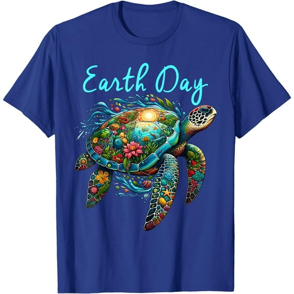 Sea Turtle Earth Day Save The Earth Unisex T-Shirt for Men Women Kids Toddler,Royal Blue Color,Size 4T