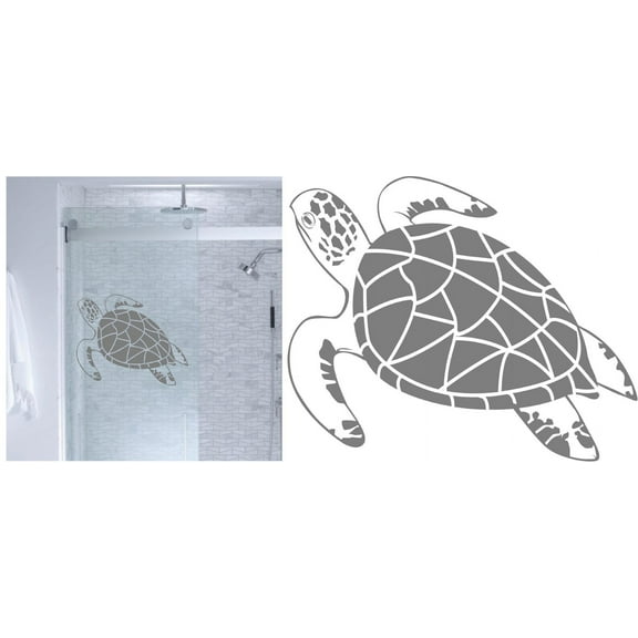 Sea Turtle Etched Glass Vinyl Shower Door Decal Front Window