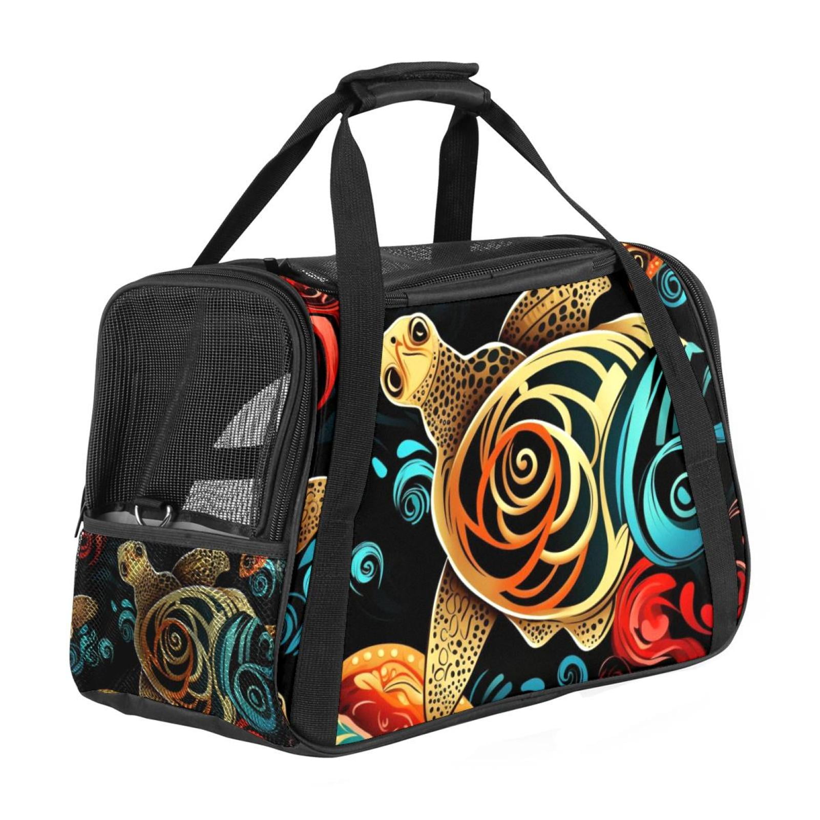 Sea Turtle Fabric 900D Oxford Cloth Pet Carrier Bag with Sherpa Base