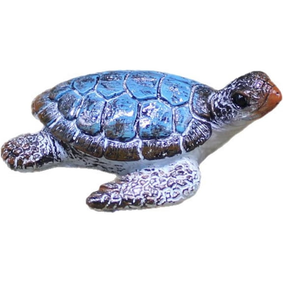 Sea Turtle Figurine Mini Garden Pond Decor Statue (Blue)