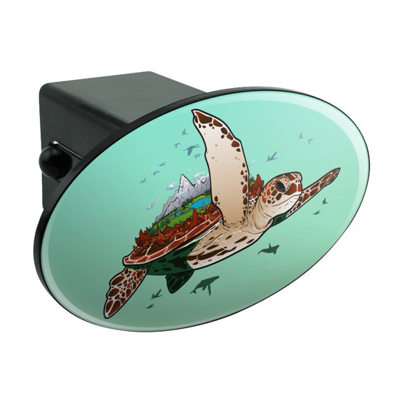 Sea Turtle Flying Oval Tow Trailer Hitch Cover Plug Insert